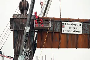 The Angel of the North is erected in Gateshead by staff from Hartlepool Fabrications