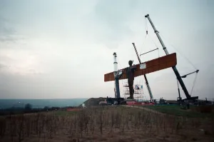 The Angel of the North is erected in Gateshead by staff from Hartlepool Fabrications