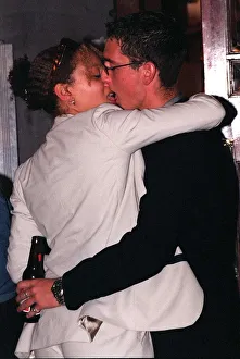 Angela Griffiths Actress and Boyfriend Will Mellor kissing at the Grease