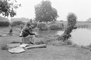 Anglers gathered at Wilfreds Pond near Hose in the Vale of Belvoir
