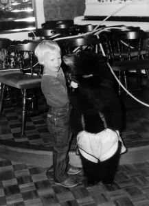 Animals - Bears. Partners. Salt takes up a classic pose with young Bryn Hansom