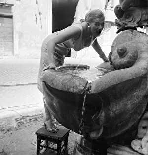 Anita Ekberg, Swedish actress in Rome, Italy, where she is filming Interpol known in