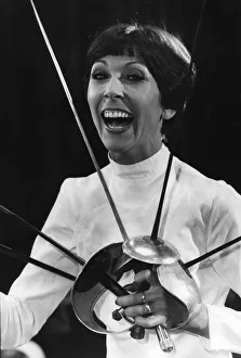 Fencing Prints: Anita Harris in sword fencing gear for TV photocall - February 1982 22 / 02 / 1982