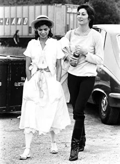 Boots And Shoes Prints: Anjelica Huston Actress with Bianca Jagger at Bob Dylan Concert Dbase MSI