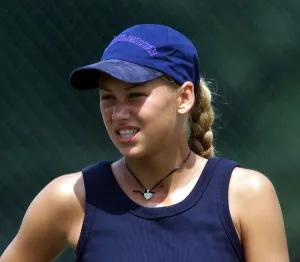 Anna Kournikova training on the practise courts at Wimbledon June 1999