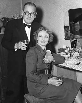 Dressing Room Prints: Anna Neagle in theatre dressing room with her husband Herbert Wilcox - 31 July 1952