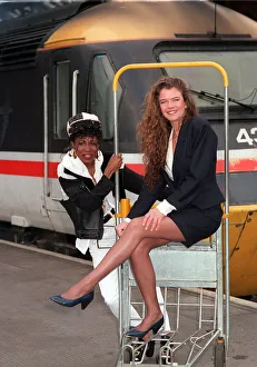 Annabel Croft treasure hunter and singer Sinitta at St Pancras Station London to launch