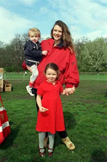 Annabell Croft TV Presenter April 98 With her two children taking part in a