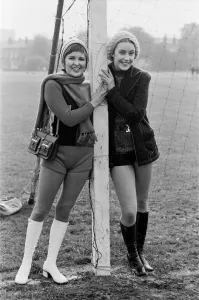Anne Kirkbride (aged 17 - right) and Clare Sutcliffe (left - who played Denise