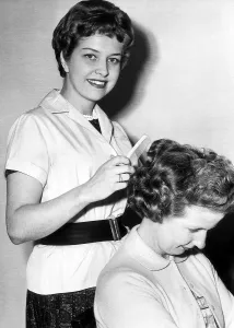 Hairdressers Prints: Anne Reid - Actress - Jul 1961 who plays a hairdresser in the TV programme