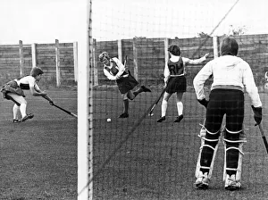 Anne Witworth (second left) scores for the first team in a practice match for the Durham