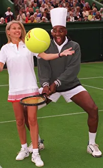 Anneka Rice and Ainsley Harriett at Queens Club July 1998 for the Celebrity