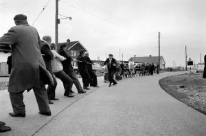 The annual Tug O war battle of the sexes took place yesterday outside the Pilot Pub