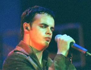 Ant aka Antony McPartlin of pop duo Ant and Dec singing on stage at the Glasgow Royal