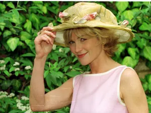 Anthea Turner at Royal Ascot- June 1998 TV Presenter wearing Dale Issac designed