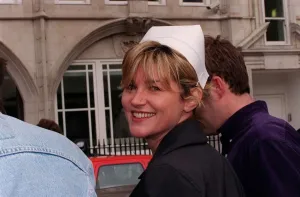 Anthea Turner TV Presenter May 1998 Wearing nurses hat