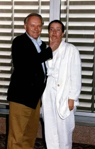 Anthony Hopkins Actor with Actress Emma Thompson before they leave for Los Angeles for
