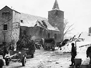 Ardennes Prints: An anti-tank gun and its crew of the US 2nd Armored Division entering Dochamps entering