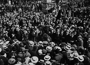 Demonstration Prints: Anti War Meeting August 1914 A mounted policemen in a struggle for possession of a