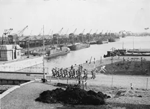 Belgium Prints: Antwerp Docks, Belgium. The docks were captured intactly General Montogmery
