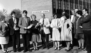 00668 Prints: Anxious parents campaign for a crossing outside Keldholme School, Middlesbrough