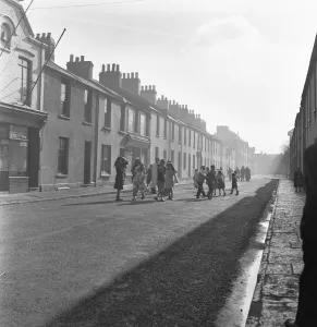 Muslim Prints: Arab children seen here on their way to attend the Peel Street Mosque in Tiger Bay