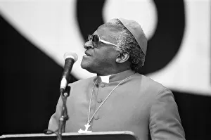 Archbishop Desmond Tutu, holds a religious gathering at Villa Park Football Stadium