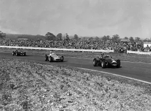 Archie Scott Brown leading in a Connaught Goodwood 1956 with Stirling Moss (1