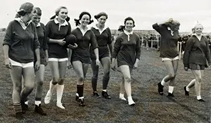 00198 Prints: Ardrossan Ladies 7-a-side rugby players leave pitch after game September 1967