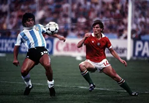 Argentina v Hungary World Cup 1982 football Maradona and Sallai