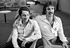 Argentine footballers Osvaldo Ardiles (left) and Ricardo Villa at Gatwick Airport after