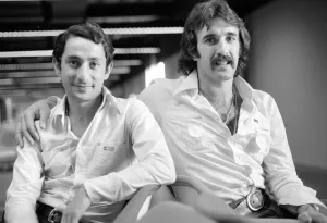 Argentine footballers Osvaldo Ardiles (left) and Ricardo Villa at Gatwick Airport after