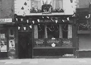 Bunting Prints: The Armada pub, Broadmead, Bristol dressed for the Coronation 1st June 1953
