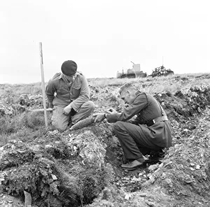 Farms And Farming Prints: Armoured Tractor, ploughing fields littered with shells and bombs, 31st August 1967