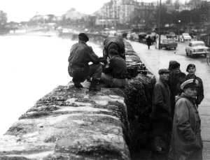 Army gunners attempt to sink a Dutch barge before it damages Torquay harbour in December