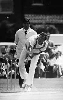 Wicket Prints: Arnie Sidebottom in action for Yorkshire against Northants during the County Cricket