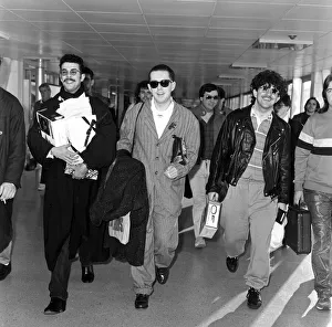 Arrival Prints: Arrival of pop group Frankie Goes to Hollywood at London Airport from Los Angeles