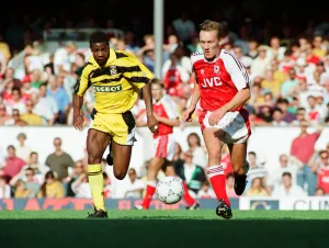 Dugout Prints: Arsenal 1 v. Coventry 2. Arsenals Lee Dixon in action at Highbury