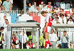 Dugout Prints: Arsenal 1 v. Coventry 2. Arsenals Lee Dixon hangs his head after scoring an