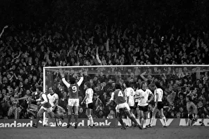 Arsenal (1) v. Ipswich (1). Alan Sunderland (far left) turns after scoring