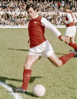 Arsenal footballer Ray Kennedy warms up before the league dvision one match against