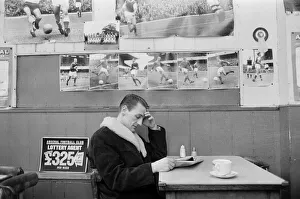 Unhappy Prints: Arsenal inside forward George Eastham sits with a cup of tea in a cafe near his club