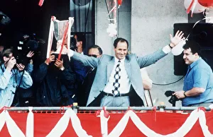 Core93 Prints: Arsenal manager George Graham shows off European cup winners cup trophy to crowds of