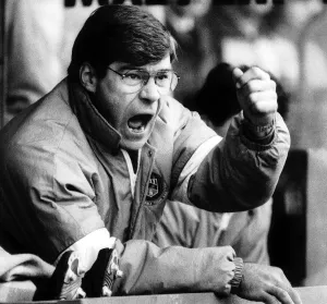 Arsenal Newcastle and Former England player Malcolm MacDonald watching his team from
