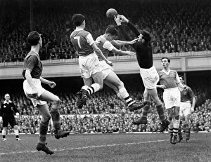 Arsenal v Leeds Division One Football Ballet in the Goal mouth'As Wood