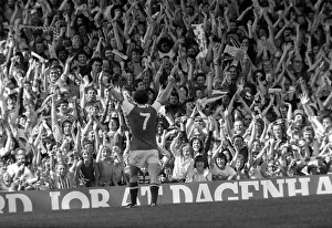Arsenal v Leeds Liam Brady celebrates his goal with the crowd 19 / 08 / 1978