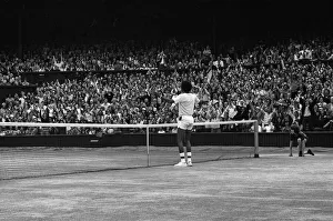 Arthur Ashe playing against Jimmy Connors in the Wimbledon Gentlemens Singles final