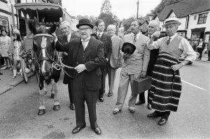 Arthur Lowe (front) as Captain Mainwaring during the filming of the Dad