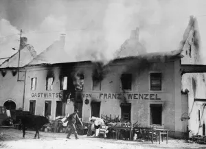 Artillery fire from American guns blasted Germans from their positions which they held in