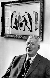 Artist Prints: Artist L. S. Lowry with some of his new paintings in an exhibition opening at the Stone